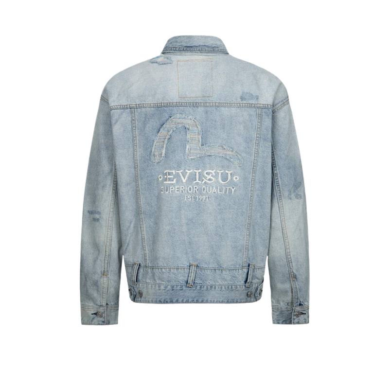EVISU EVISU Denim Jackets Men's Denim Blue Lapel Moderate Other