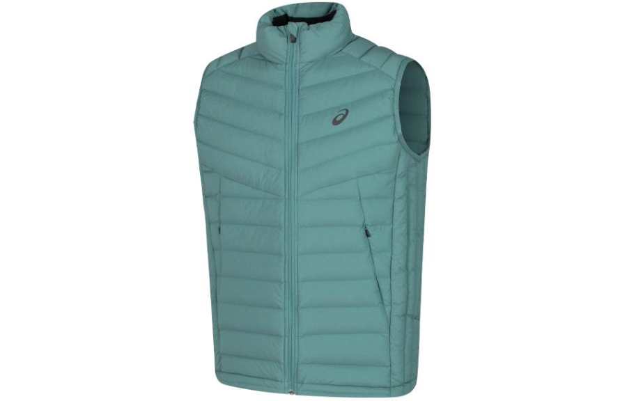 ASICS ASICS Down Vests Men's Turquoise Stand Collar Moderate Other