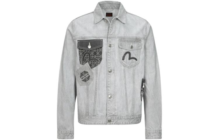 EVISU EVISU Denim Jackets Men's Denim Gray Lapel Moderate Other