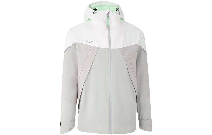 HOKA ONE ONE Waterproof, Windproof, And Breathable Windbreaker Jacket Men's White/Gray Green