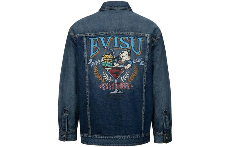 EVISU EVISU Denim Jackets Men's Denim Blue Lapel Moderate Other