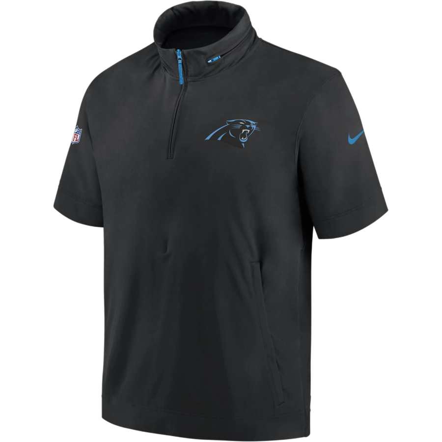 Nike Nike Carolina Panthers Sideline Coach Men's Nike Nfl 1/2 Zip Short Sleeve Hooded Jacket