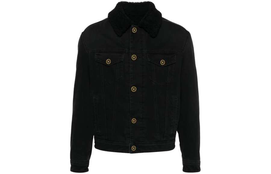 VERSACE VERSACE Shearling-collar Denim Jacket