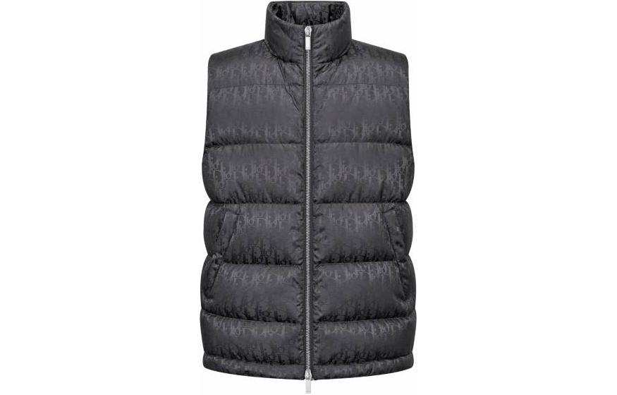 DIOR DIOR Vests Men's Gray Stand Collar Moderate Other