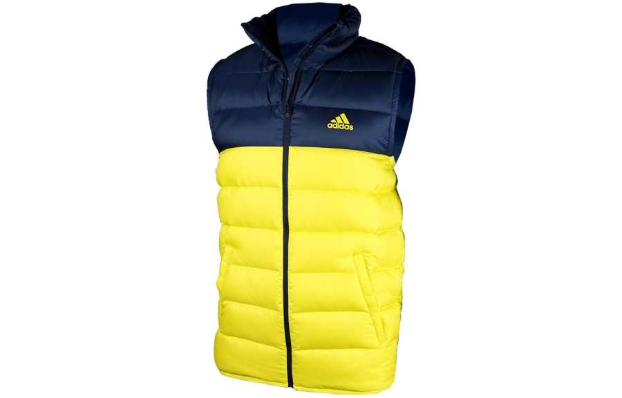 Adidas Adidas VEST Sports Casual Multicolor Stand Collar Zip Closure Down Vest Men's Yellow