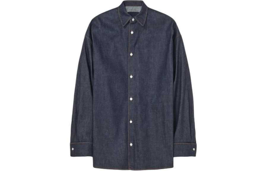 PRADA PRADA Enamel-triangle-logo Denim Shirt