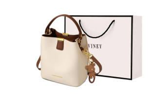 VINEY Cow Leather Handbag Regular Women's Milkshake White