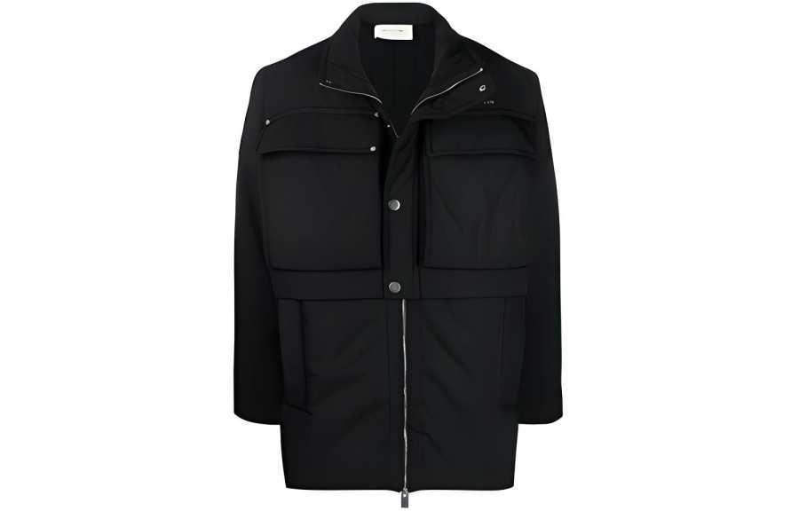 1017 ALYX 9SM FW21 Solid Color Stand Collar Loose Fit Mid Length Down Jacket Men's Black