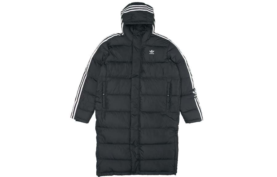 Adidas Originals LONG DOWN JACKET Down Jacket International Version, Winter Men's Black