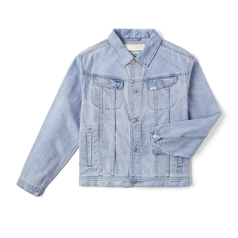 Lee X Melting Sadness Denim Jackets Unisex Light Blue Lapel Moderate Straight Fit