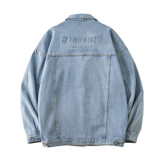 DAREASY Denim Jackets Unisex Lapel Moderate Straight Fit