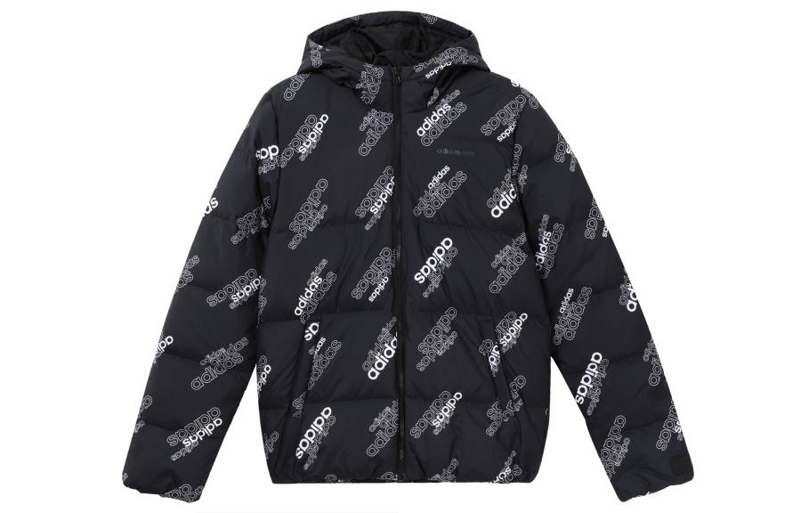 Adidas Neo Down Jackets Men's Black Hooded Moderate