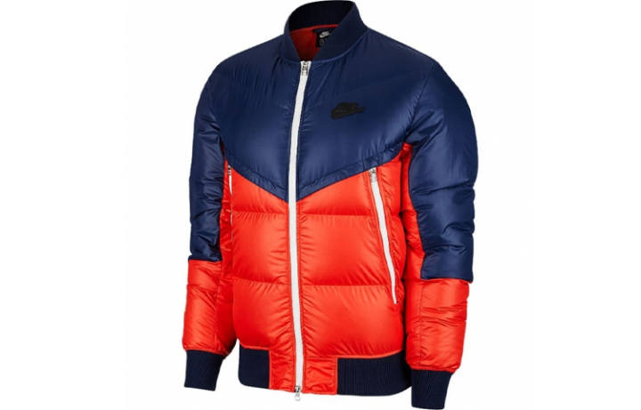 Nike Nike Down Jackets Men's Navy Blue Hooded Moderate Quilted Down Jacket