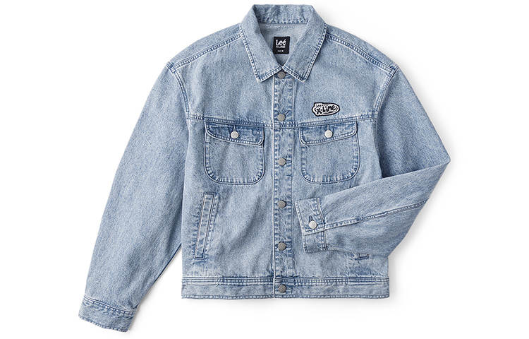Lee Lee Xline Denim Jackets Unisex Light Blue Lapel Moderate