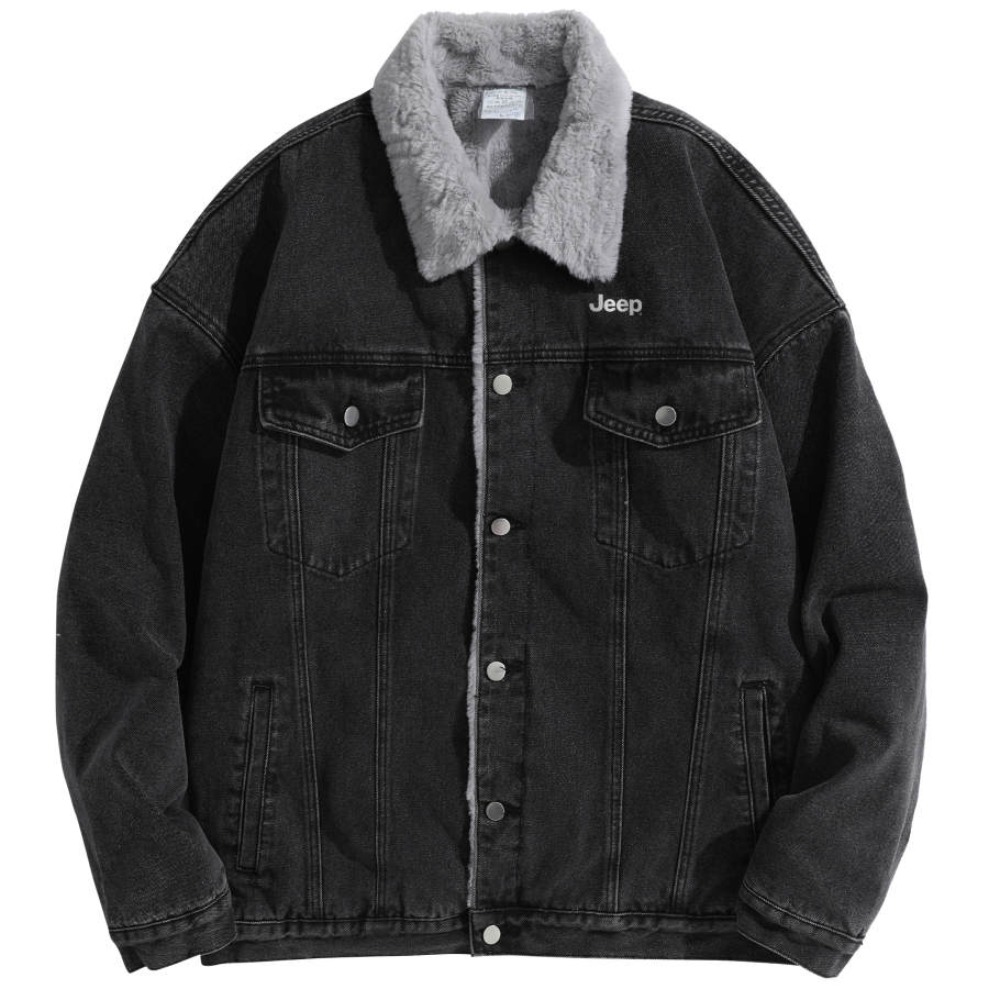 Jeep Denim Jackets Unisex Lapel Thickened And Fleece Lined Other