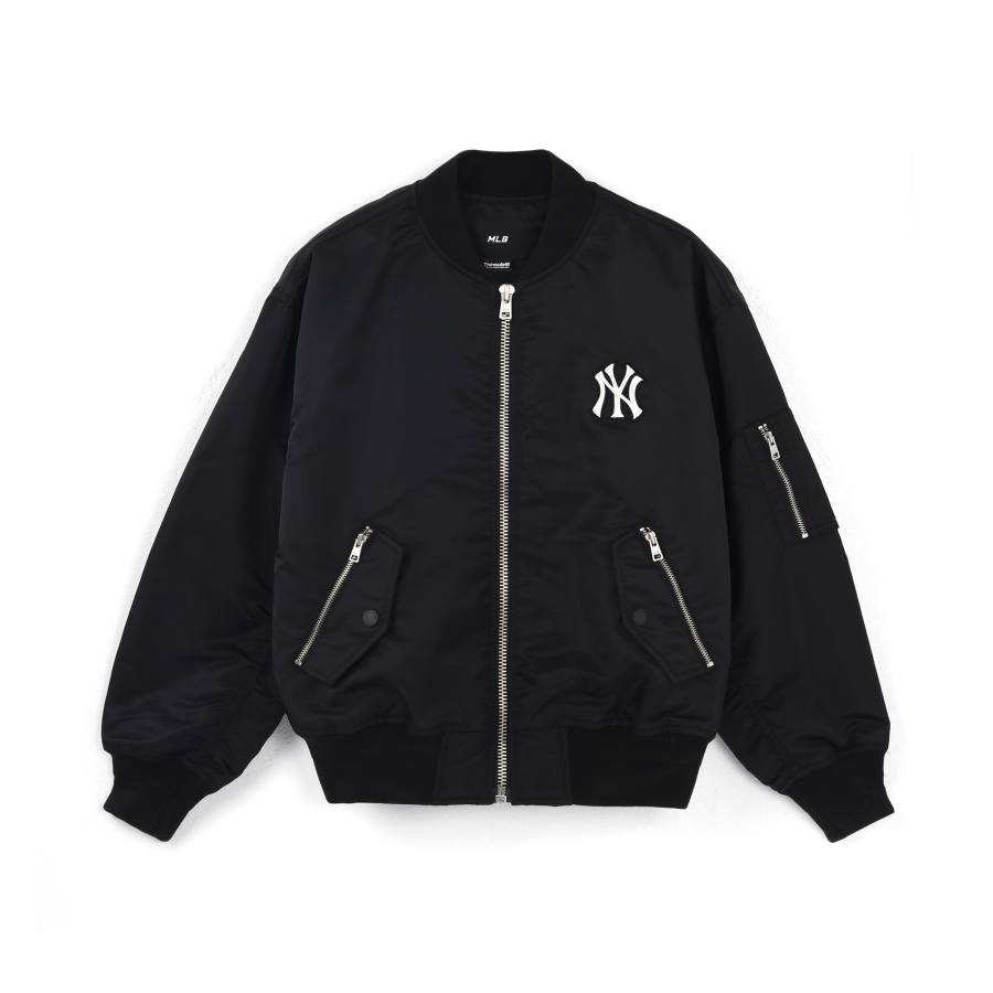 MLB MLB Base Logo Puffer Jackets Unisex Black Baseball Collar Moderate Pilot Puffer Jacket