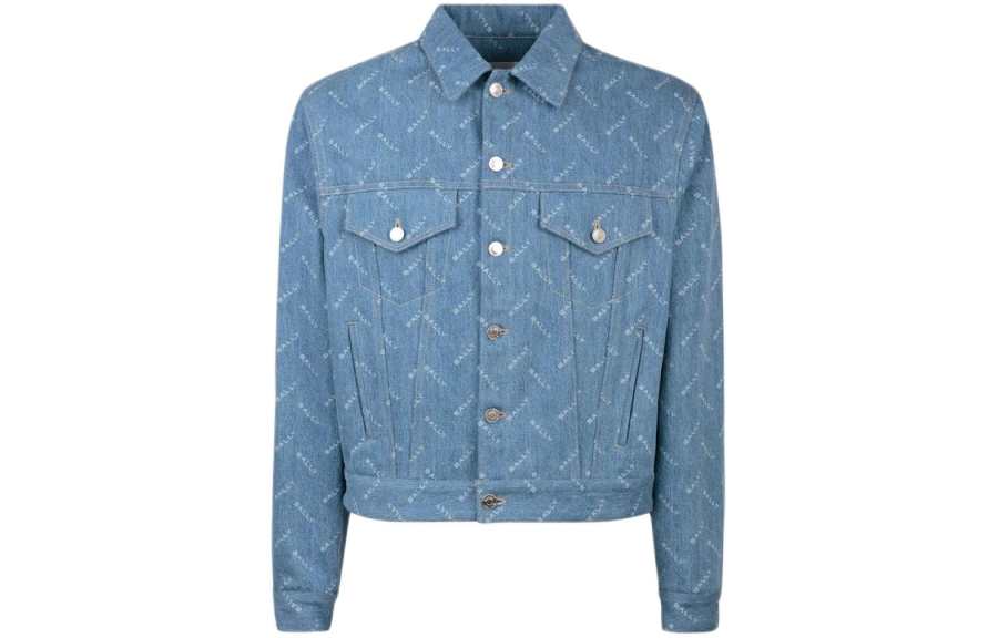 BALLY BALLY Denim Jackets Men's Blue Lapel Moderate Other