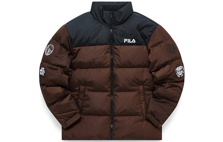 FILA FUSION Down Jackets Men's Rain Goose Brown Stand Collar Without Hood Moderate Other
