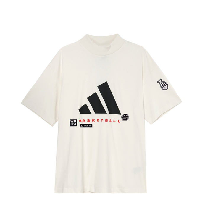 Adidas Adidas T Shirts Unisex White Half Turtleneck Moderate Straight Fit