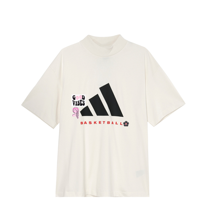 Adidas Adidas T Shirts Unisex White Half Turtleneck Moderate Straight Fit
