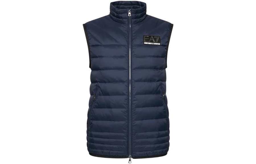 EMPORIO ARMANI EA7 Vests Men's Dark Blue Stand Collar Moderate Other