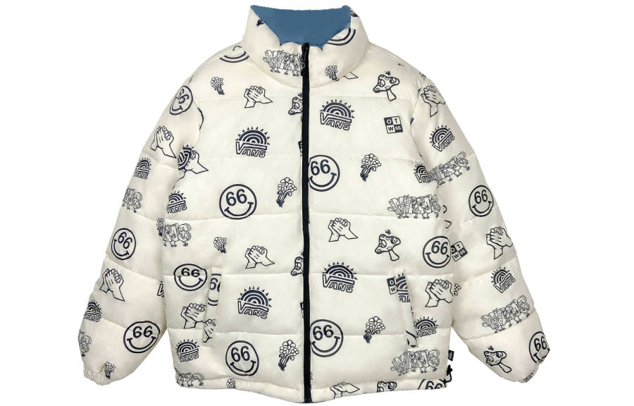 Vans Vans Puffer Jackets Men's White Stand Collar Moderate Reversible