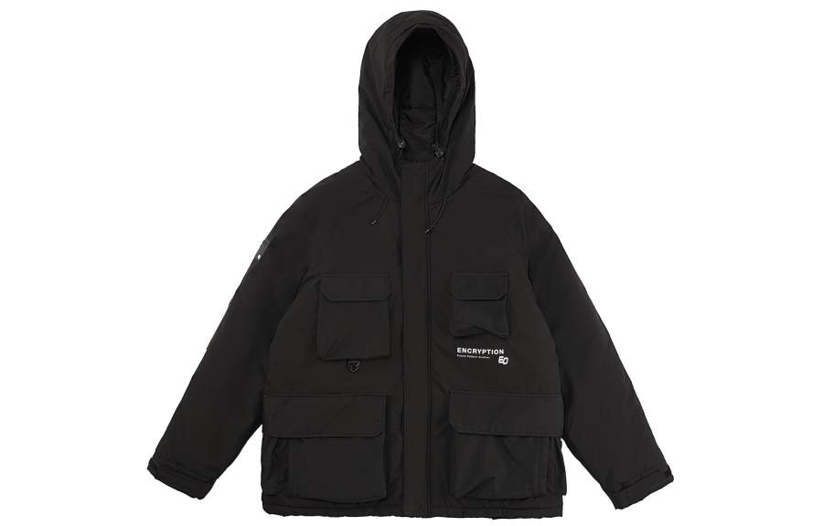 FPA Letter Solid Color Hooded Loose Fit Puffer Jacket Unisex