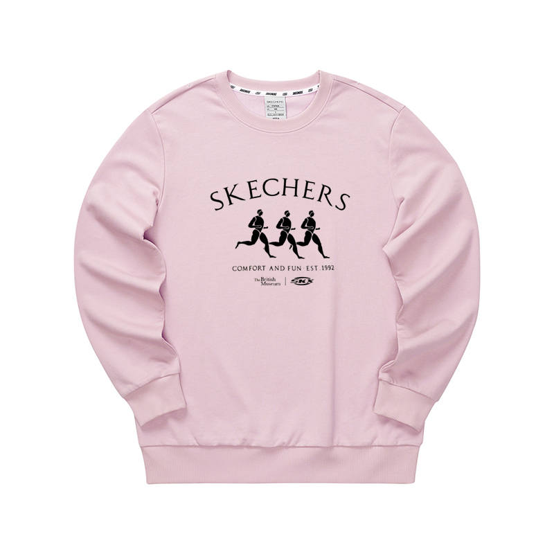 Skechers Colorful Fashionable, Comfortable, Soft, Skin Friendly, Versatile, Fleece Lined Sweatshirt Men's Gray Pink