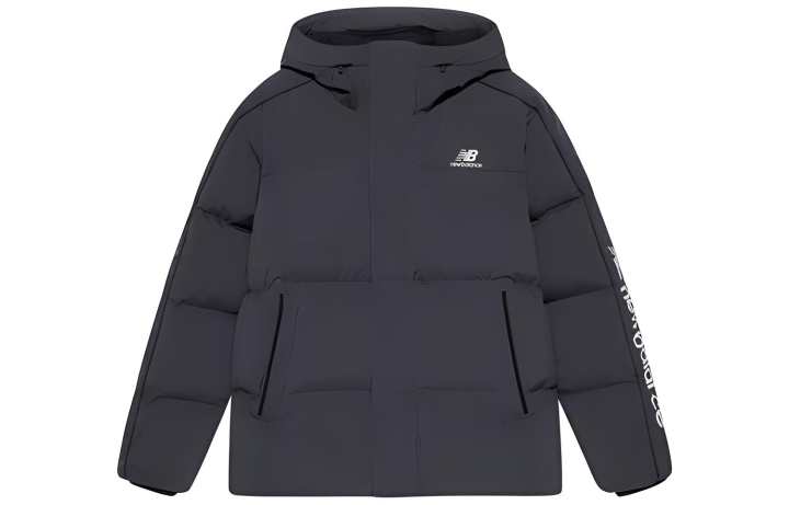 New Balance New Balance Solid Color Letters Hooded Down Jacket Men's Navy Blue