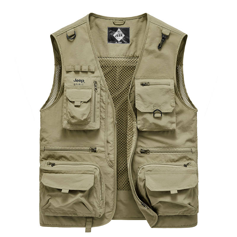 JEEP SPIRIT Vests Unisex V Neck Thin Fishing