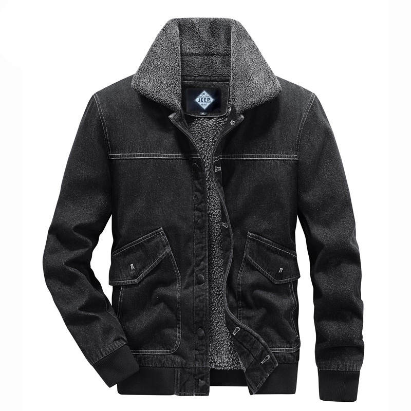 JEEP SPIRIT Thickened And Fleece Lined American Jacket Thermal Denim Jacket Unisex