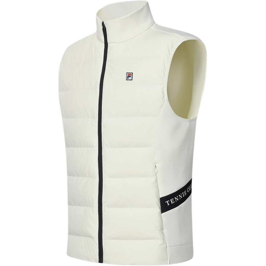 FILA Down Vests Men's Ivory Stand Collar Moderate Other
