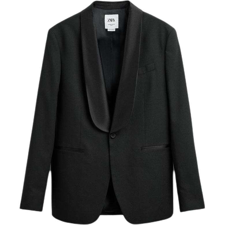 ZARA Business Suits Men's Black Moderate Business Suit