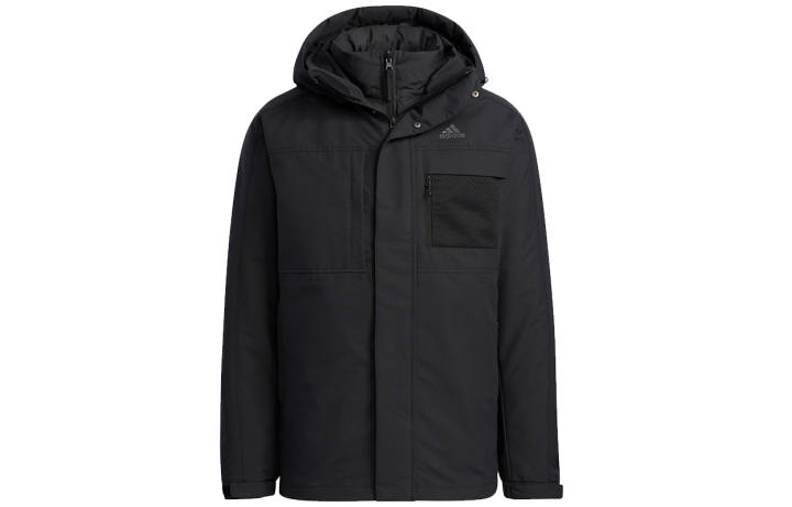 Adidas Adidas Down Jackets Men's Black Hooded Moderate 3 In 1 Down Jacket