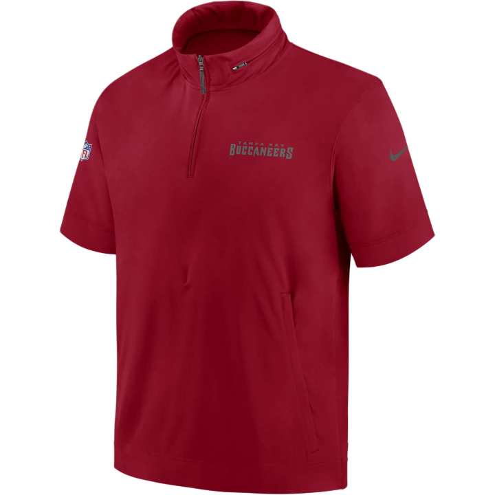 Nike Nike Tampa Bay Buccaneers Sideline Coach Men's Nike Nfl 1/2-Zip Short-Sleeve Hooded Jacket