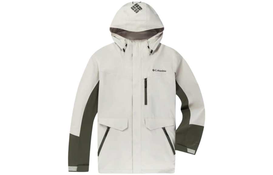 Columbia Waterproof, Windproof, Breathable, And Thermal Windbreaker Jacket Men's Ecru