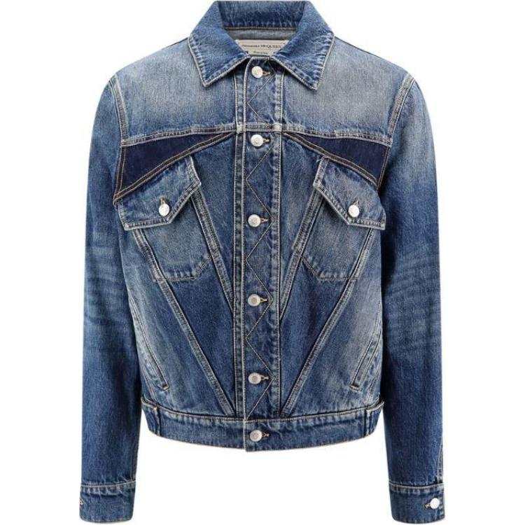 Alexander McQueen Stitch Detailed Denim Jacket