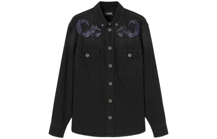 VERSACE Versace Barocco embroidered denim overshirt