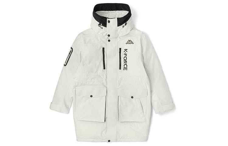 Kappa Letter Hooded Loose Fit Thickened Mid Length Down Jacket Men's