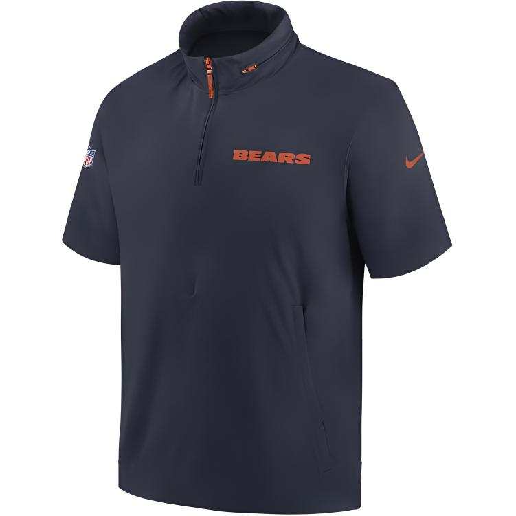 Nike Nike Chicago Bears Sideline Coach Men's Nike Nfl 1/2 Zip Short Sleeve Hooded Jacket