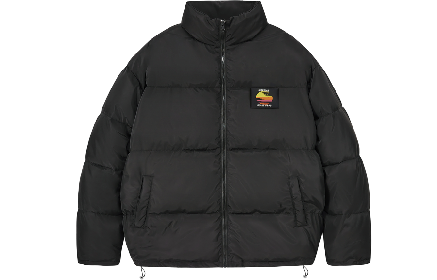 ICONS Lab Sunset Rubber Badge Basic Stand Collar Loose Fit Fleece Lined Casual Down Jacket Winter Unisex