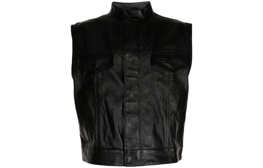 VERSACE VERSACE Vests Men's Black Stand Collar Moderate Other