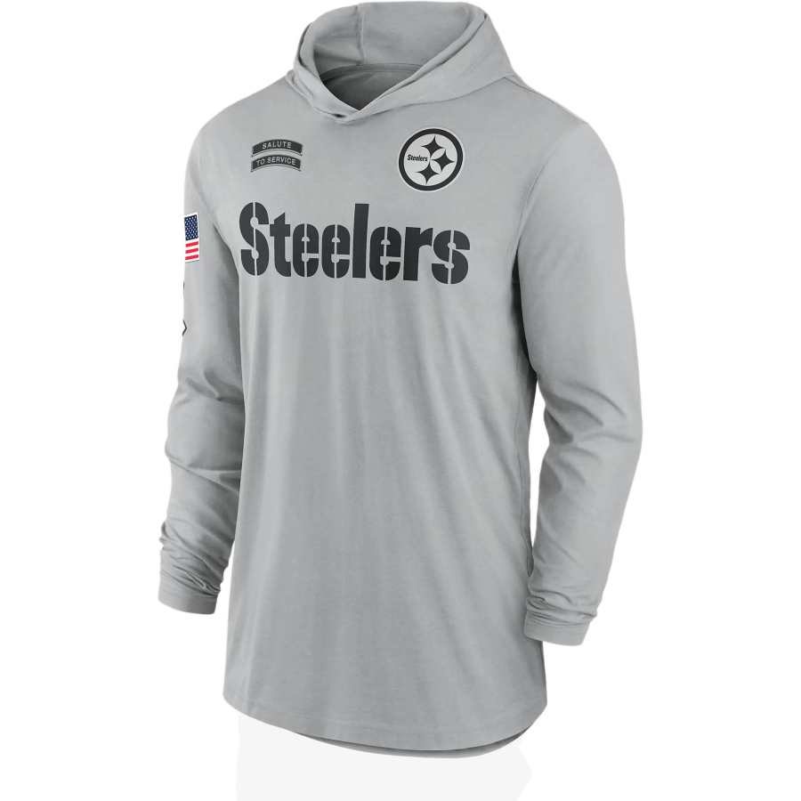 Nike Nike Pittsburgh Steelers Salute To Service Edge Mascot Lockup Men’s Nike Dri-FIT Nfl Long-Sleeve Hooded Top