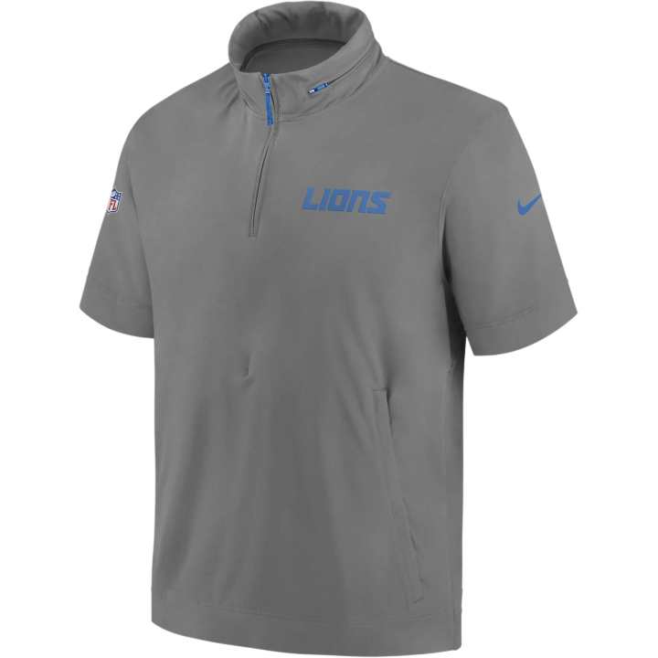 Nike Nike Detroit Lions Sideline Coach Men's Nike Nfl 1/2-Zip Short-Sleeve Hooded Jacket