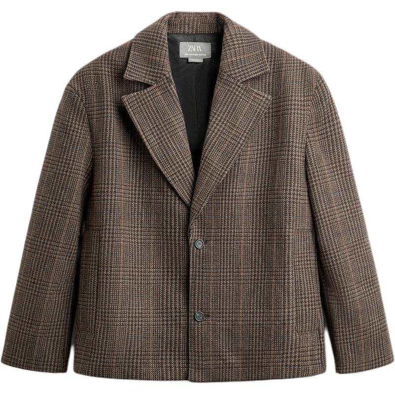 ZARA Business Suits Men's Brown Suit Collar Moderate Business Suit