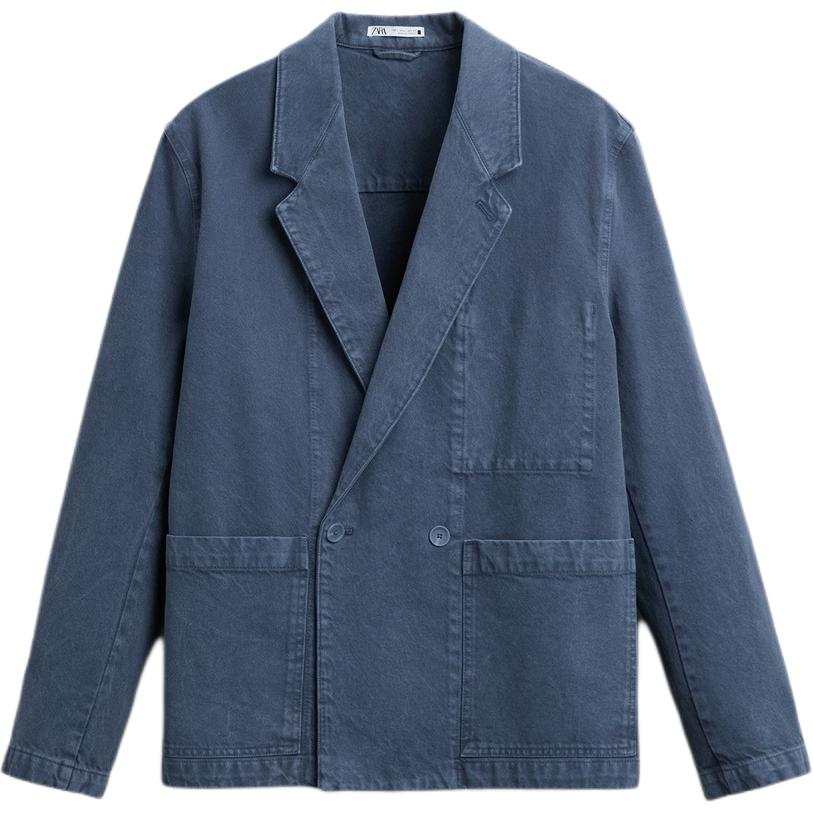 ZARA Business Suits Men's Blue Moderate Business Suit