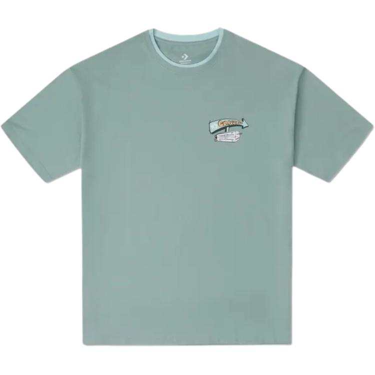 Converse T Shirts Men's Green Crew Neck Moderate Straight Fit