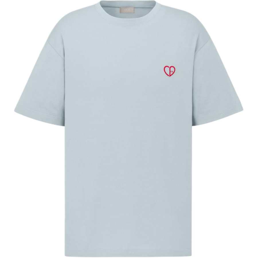 DIOR Letter Logo Emblem Crew Neck Loose Fit Short Sleeved T Shirt FW24 T Shirt Men's Blue