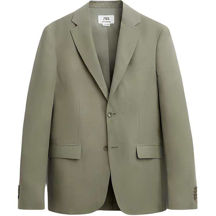 ZARA Business Suits Men's Khaki Suit Collar Moderate Business Suit