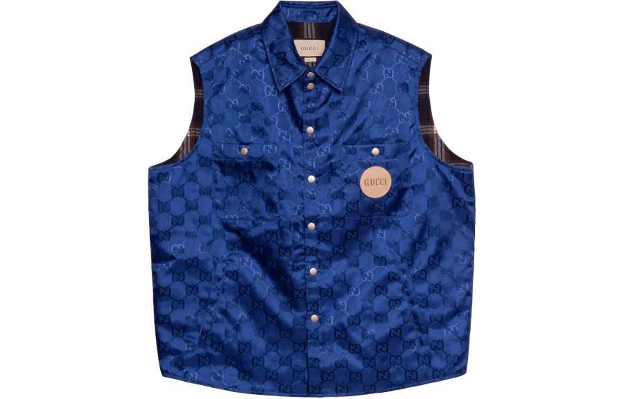 GUCCI GUCCI Vests Men's Blue Lapel Moderate Other